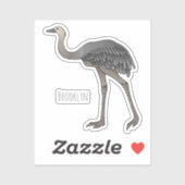 Grote rhea vogel cartoon illustratie  sticker (Vel)