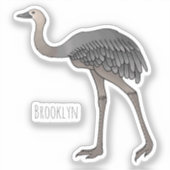 Grote rhea vogel cartoon illustratie  sticker (Voorkant)