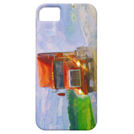 Grote Rig Red Truck in een Regenstorm Hoesje