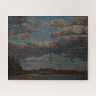 Grote Rivierweg Zonsondergang Gezicht Legpuzzel