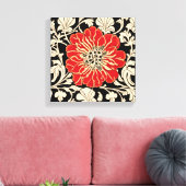 Grote rode Art Nouveau Bloem Canvas Afdruk (Insitu (Woonkamer))
