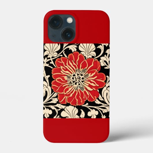 Grote rode Art Nouveau Bloem Case-Mate iPhone Case (Achterkant)
