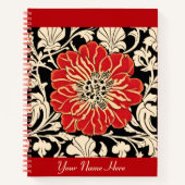 Grote Rode Art Nouveau Bloem Journal Notitieboek (Voorkant)
