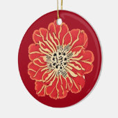 Grote rode Art Nouveau Bloem Keramisch Ornament (Links)