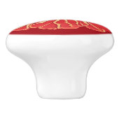 Grote rode Art Nouveau Bloem Keramische Knop (Zijkant)