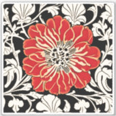 Grote rode Art Nouveau Bloem Sticker (Voorkant)