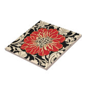 Grote rode Art Nouveau Bloem Tegeltje (Zijkant)