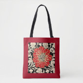 Grote rode Art Nouveau Bloem Tote Bag (Voorkant)
