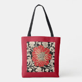 Grote rode Art Nouveau Bloem Tote Bag (Achterkant)