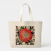 Grote rode Art Nouveau Bloem Tote Bag (Achterkant)