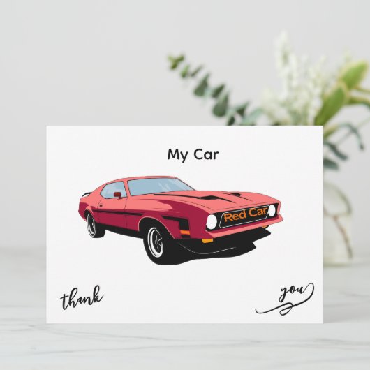 Grote Rode Auto – Uitnodiging voor mijn autontwerp (Staand voorkant)