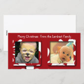 Grote Rode Bloemen Kerst Foto Feestdagenkaart (Voorkant / Achterkant)