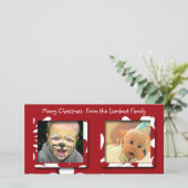 Grote Rode Bloemen Kerst Foto Feestdagenkaart (Staand voorkant)