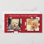 Grote Rode Bloemen Kerst Foto Feestdagenkaart (Voorkant)