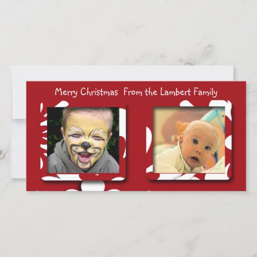 Grote Rode Bloemen Kerst Foto Feestdagenkaart (Voorkant)