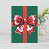 Grote Rode Bow Groene Kerst Decor Vakantie Bright Kaart (Staand voorkant)