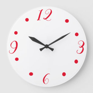 Grote rode cijfers op een witte klok
