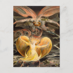 Grote Rode draak en de vrouw met zon Briefkaart