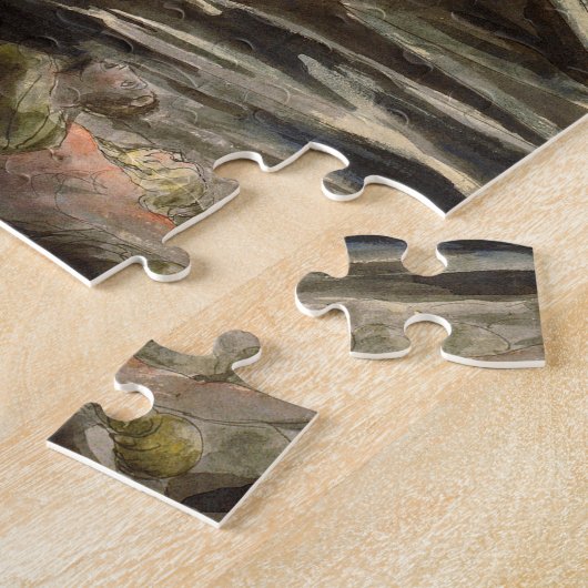 Grote Rode draak en de vrouw met zon Legpuzzel (Zijkant)