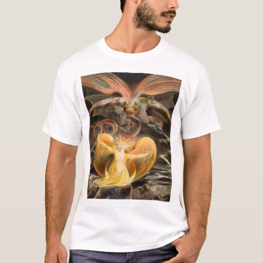 Grote Rode draak en de vrouw met zon T-shirt (Voorkant)