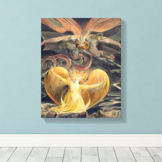 Grote Rode draak van William Blake Canvas Afdruk (Insitu (Houten vloer))