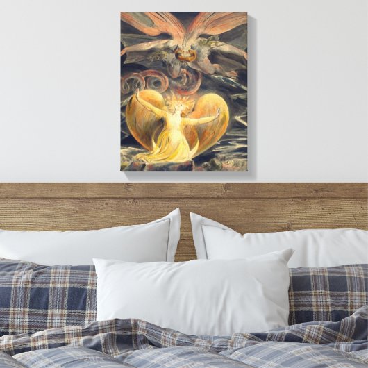 Grote Rode draak van William Blake Canvas Afdruk (Insitu (Slaapkamer))