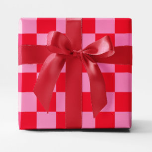 Grote rode en roze geruite cadeaupapier