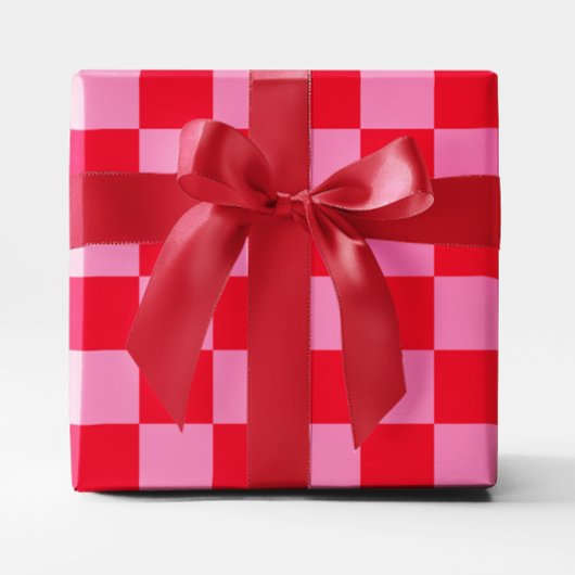 Grote rode en roze geruite cadeaupapier