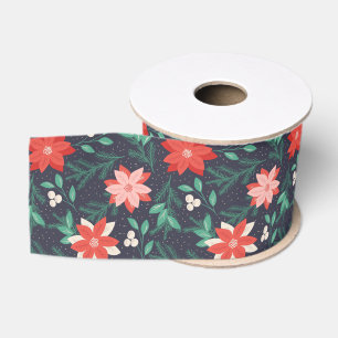 Grote rode en witte kerst, Poinsettias Grosgrain Lint