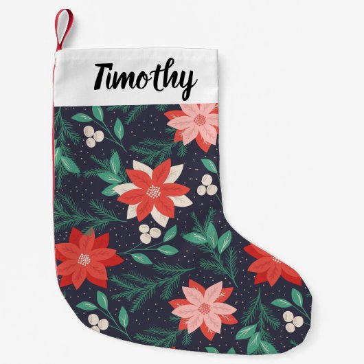 Grote rode en witte kerst, Poinsettias Kleine Kerstsok (Voorkant)