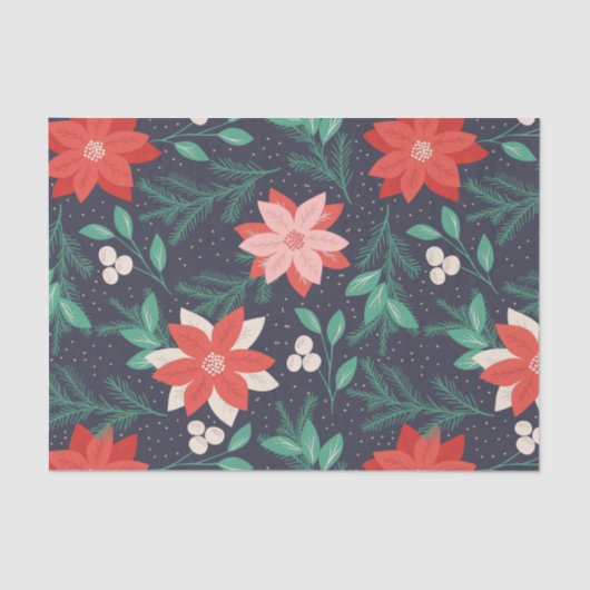 Grote rode en witte kerst, Poinsettias Tissuepapier (Voorkant)