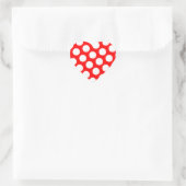 Grote Rode en Witte Stippen Hart Sticker (Tas)