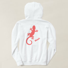 Grote Rode Gecko Silhouet en Jouw Naam Hoodie