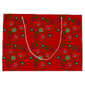 Grote Rode Glossy Kerstmis Paisley Gift Bag Groot Cadeauzakje (Achterkant)