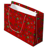 Grote Rode Glossy Kerstmis Paisley Gift Bag Groot Cadeauzakje (Voorkant Gekanteld)