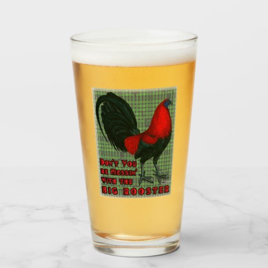 Grote Rode Haan Glas (Voorkant gevuld)