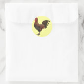 Grote rode haan ronde sticker (Tas)