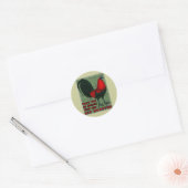 Grote Rode Haan Ronde Sticker (Envelop)