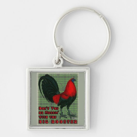 Grote Rode Haan Sleutelhanger (Voorkant)