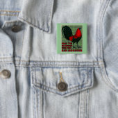 Grote Rode Haan Vierkante Button 5,1 Cm (In situ)
