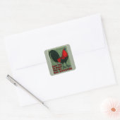 Grote Rode Haan Vierkante Sticker (Envelop)