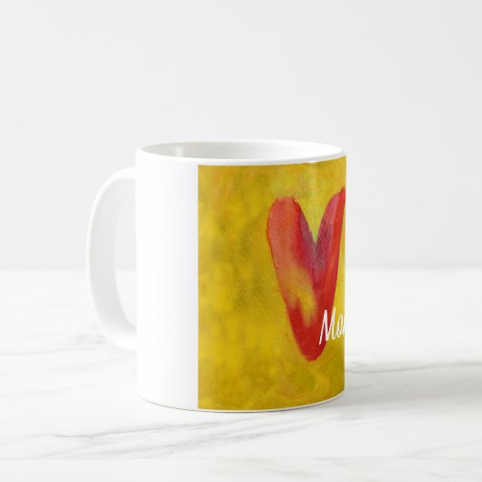 Grote Rode Hart Custom Naam Koffiemok (Voorkant links)
