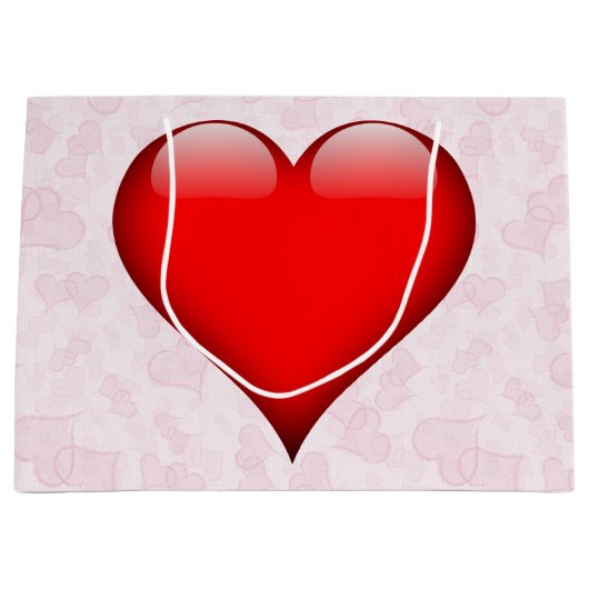 Grote Rode Hart Roze Valentijnsdag Groot Cadeauzakje (Voorkant)