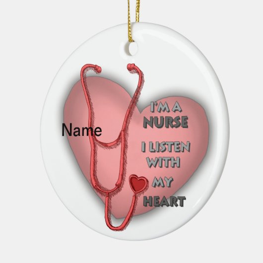 Grote rode hart verpleegkundige keramisch ornament (Links)
