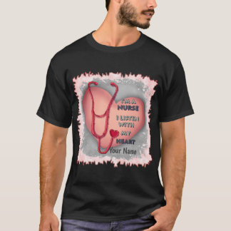 Grote rode hart verpleegkundige t-shirt