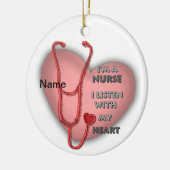 Grote rode hart verpleegster keramisch ornament (Links)