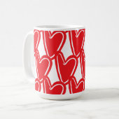 Grote rode harten papier cup koffiemok (Voorkant links)