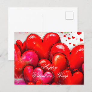 Grote rode harten valentijn briefkaart