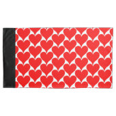 Grote rode harten zwart wit patroon kussensloop (Voorkant-Links)