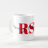 Grote rode initialen & vrolijk kerstfeest 11oz kla koffiemok (Voorkant links)